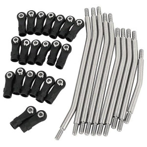 Rzxylrc 313Mm Wheelbase 10Pcs Stainless Steel Link Rod Linkage For 1/10 Rc Axial Scx10 Ii Ax90046 Ax90047 Rock Crawlers Metal Upgrade Parts