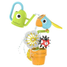 Yookidoo Watering Can Baby Bath Toy (Ages 1-3) Spinning Lady Bug & Tipping Bird Toy With 3 Moving Pieces (Mold Free) - Attaches To Tub Wall For Easy Toy Holder And Storage - For Toddler Bath Time