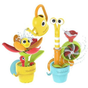 Yookidoo Toddler Baby Bath Toy (Ages 1-3) Garden Adventure Set Bundle: Snail & Flower With Watering Can (Mold Free) Attach To Any Tub Or Shower Fun For Bath Time - Great For Boys , Girls , & Kids