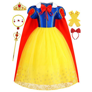 Isswya Princess Dress For Toddler Girls Halloween Costume Cosplay Christmas Birthday Party Dress Up 7-8Y