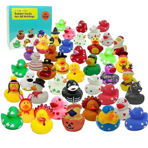 Rubber Ducks For All Holidays, Bulk 42 Pack - Includes 6 Of Each Holiday, Valentines Day Rubber Ducks, Easter Duckies, Bath Toys For Kids, Gift For Jeep Owners, Jeep Ducking