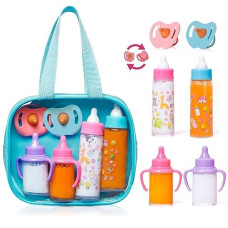 Fash N Kolor My Sweet Baby Disappearing Doll Feeding Set | Baby Care 6 Piece Doll Feeding Set (Blue)