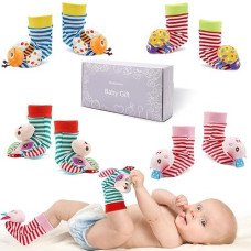 Bloobloomax Baby Infant Rattle Socks Toys, Sock Rattles For Babies 0-24 Months Baby Animal Foot Finder Learning Toy(8Fb)