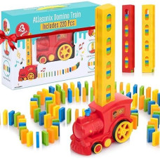 220 Dominoes Train Set - Automatic Rally Setter For Boys & Girls - Creative For Ages 3-10 - Montessori Toy With Colorful Tracks - Fun Christmas & Birthday Toy, Automatic Block Laying Stacker Game