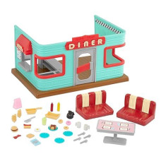 Li’L Woodzeez - Li'L Nibbles Drive Thru Diner - 37Pcs Dollhouse Playset With Furnitures & Accessories - Pretend Play Toy For Kids Age 3+