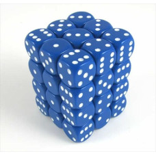 25806 Opaque Blue With White 12 Mm Six Sided Dice Set Of 36