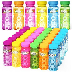 Shemira 36 Pcs Bubble Bottles With Wand, Bubble Party Favor Supply For Summer Indoor & Outdoor Activities, 4 Oz Bubble Solution Summer Toy In 6 Colors, Party Favor & Birthday Party Supplies