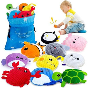 Teytoy 10 Packs Sensory Bean Bags For Kids,Texture Sensory Beanbags,Sensory Toys For Autism Kids,Toddler Sensory Toys,Marine Animals Beanbags With Storage Bag,Fine Motor Toys For Preschoolers