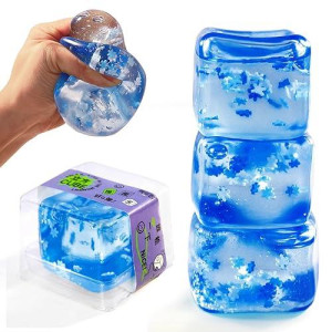 Squishy Ice Cube Stress Balls - 3Pack Sensory Squishy Ice Toy Squishy Balls For Kids And Adults Anxiety Relief - Funny Fidget Stress Balls Squishy Stress Calming Toys For Autism & Adhd Children