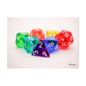 Prism Translucent Gm Dice With White Numbers 16Mm 58In Set Of 7 Chessex