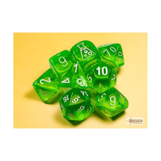 Rad Green Translucent Dice With White Numbers 71 Dice Set 16Mm 58In Chessex