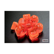 Neon Orange Translucent Dice With White Numbers 71 Dice Set 16Mm 58In Chessex