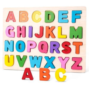 Lovestown Wooden Puzzles For Kids, Alphabet Wooden Puzzles Montessori Toddler Puzzles Preschool Educational Toys For Toddler Boys Girls Birthday