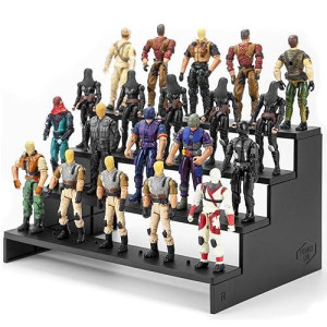 Sixpoints 3.75 Inch Action Figure Display Shelf With Peg,4 Tier Toy Collectibles Organizer, Compatible With 1/18 Scale Vintage Star Wars /G.I Joe Figures Toy (3.75 Inch Vintage Sw-Black)