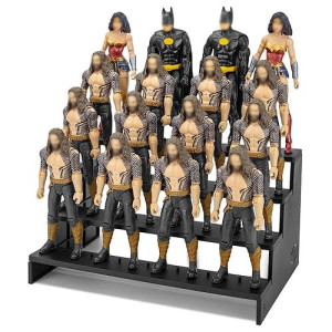 Sixpoints 6 Inch Action Figure Display Shelf With Peg,4 Tier Toy Collectibles Organizer, Compatible With 1/12 Marvel Legends /Dc/ Gi Joe/ Motu Figure Toy (6 Inch-Black)