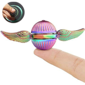 Rainbow Fidget Sphere Spinner Metal For Kids Adults, Edc Desk Toy Wings Finger Hand Spinner Spinning Toys Christmas Birthday Gifts For Boys Girls Stress Relief Anti-Anxiety Novelty Prize