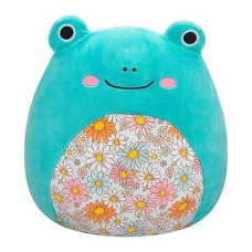 Squishmallows Sqcr05383 7.5-Inch-Robert The Aqua Frog With Floral Belly, Multicolour