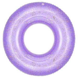 Moko Swim Rings With Glitter, 90Cm Diameter Inflatable Pool Float Swimming Pool Float Tube Round Shaped Swimming Tube Water Fun Beach Pool Toys For Summer Party For Kids Adults, Purple