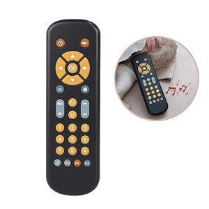 Nueplay Baby Tv Remote Control Toy With Light And Sound, Toddler Realistic Controller With 3 Languages, Early Educational Learning Musical Toys, Preschool Infant Boys Girls 6, 12, 18 Months, Black