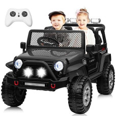 24V Ride On Car Power 4 Wheels, Joyracer 2 Seater Ride On Toy W/Remote Control, 400W Motor, 3 Speeds, Bluetooth Music, Led Lights，Electric Car For Big Kids Boys Girls, 24 Volt Jeeps, Black