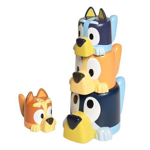 Tomy Toomies Bluey Bath Toys - Bluey'S Family Pourers - Water Pouring Bluey Figures Including Chilli, Bandit, Bingo, And Bluey - Nesting And Stacking Cups For Bath Time - Ages 18 Months And Up