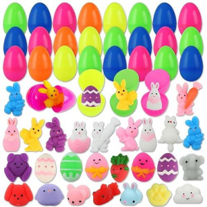 Kingyao 28 Pack Easter Eggs With Mochi Squishy Toys Inside, Easter Basket Stuffers Egg Fillers Party Favors Gift For Kids Boys Girls Stress Relief Fidget Sensory Toys For Adults