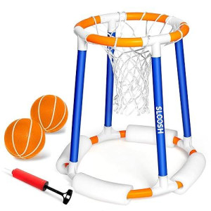 Sloosh Pool Basketball Hoop Toys, Floating Basketball Pool Game, Swimming Floats Toys With Balls Pump, Summer Outdoor Water Play Toy For Kids And Adults (Blue Orange)