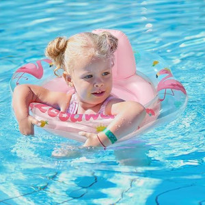 Zooawa Baby Swimming Float, Baby Floats For Pool With Safety Seat, Infant Baby Pool Float No Flip Thicken Swim Training For Baby Of 6-30 Months, L, Pink