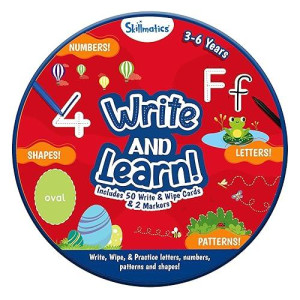 Skillmatics Write & Learn Reusable Cards For Toddlers - Letters, Numbers, Patterns & Shapes, Travel Game, Preschool Learning, Gifts For Kids Ages 3, 4, 5, 6