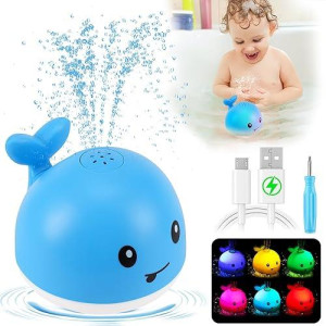 Gigilli Light Up Whale Bath Toys For Babies 6-12 12-18 Months Or Kids Ages 1-3, Blue Spray Water Baby Toys For Boys Valentines Day 1St Birthday Gifts, Toddler Pool Bathtub Toys 1-3 2-4 Infant 2 3 4 5