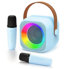 Jeefu Karaoke Machine For Kids, Toys For 3-12 Years Old Girls Gifts, Kids Karaoke Microphone Machine Toy, Best Fun Christmas Birthday Gifts For 5 6 7 8 9 10 11 Years Teens Girl Boys Blue 2 Mic