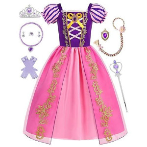 Isswya Princess Costume For Girls Princess Dress Up Toddler Cosplay Halloween Christmas Party Outfits 9-10Y