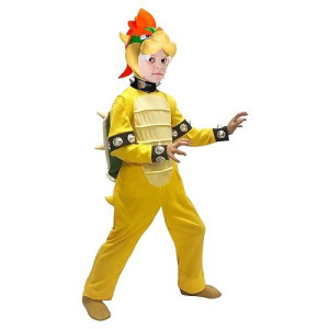 Dzske Cherse Halloween Boys Turtle Monster Villain Costume Cosplay Cartoon Game Cosplay Yellow Suit Onesie Outfit With Headgear For Kids 6-8T