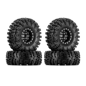 Injora 1.3" Wheel Tires Set - S5 Swamp Claw Mud Terrain Tires And Aluminum Wheel For 1/18 1/24 Scx24 Trx4M Upgrade Rc Crawler Car