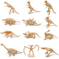 Haptime 12 Pcs Dinosaur Fossil Skeletons Toy Figures - Mini Dinosaur Figurines For Toddler Kids - Dino Bones Cake Topper Party Favors, Ideal Gift For 3 4 5 6 Boys Girls