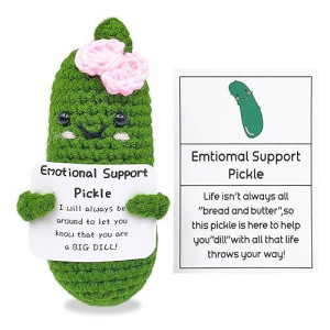 Simxehay Emotional Encouraging Support Pickle,Funny Encouraging Pickle With Emotional Encouraging Card,Cute Knitted Crochet Dolls Soft Plush For Friend Gifts (Pickle)