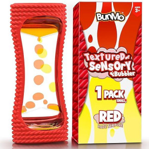 Bunmo Liquid Motion Bubbler With Sensory Texture - Liquid Timer - Bubble Timer - Liquid Motion Sensory Toys For Calming & Sensory Exploration - Kid Sensory Bottles Tubes - Small Red