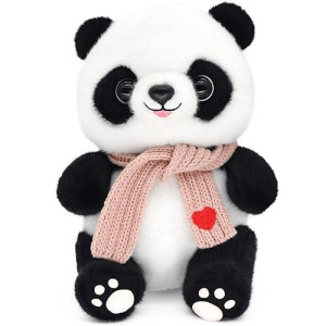 9.8'' Panda Dolls With Love Heart Scarf, Soft Stuffed Plush Animal Toys Plushies Valentines Day Decor Birthday Gifts For Her/Girlfriend Lover Mom Kids (Pink)