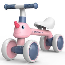 Terramus Baby Balance Bike For 1 Year Old Gifts Boys Girls - Toys For 12-24 Month Toddler Balance Bike, No Pedal 4 Wheels Infant Baby Walker Pre-School First Riding Bike, Best First Birthday Gifts