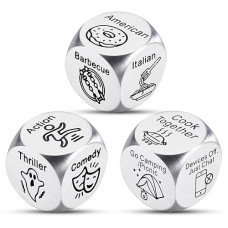 3Pcs Food Dice Gifts For Boyfriend Girlfriend Valentines Day Gifts For Him Her 11Th 25Th Anniversary Steel Gifts For Couple Games For Date Night Husband Birthday Sweetest Day Exchange Dice Christmas