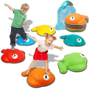 Terramus Goldfish Balance Stepping Stones For Kids, 6Pc Non-Slip Jumping Steps Stones, Toddler Obstacle Course Game Promote Coordination, Indoor Outdoor Sensory Toys For Boys Girls Ages 3 4 5 6 7 8