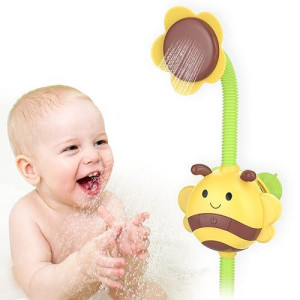 Kindiary Bath Toy, Honeybee Shower Toy For Baby Toddlers, Battery Operated Water Spray Squirt Shower Faucet And Bathtub Automatic Water Pump For Infants