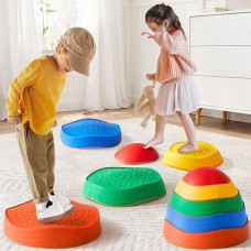 Tiny Land Stepping Stones For Kids, 5Pcs Toddler Stepping Stones, Sensory Stepping Stones For Promoting Toddler'S Balance & Coordination Skills, Stepping Stones For Toddlers 3-5 (Rainbow Color)