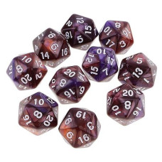 Yiotfandoll 10Pcs Polyhedral Dice D20 Dice 20Mm Acrylic 20 Sided Dice Game Dice For Rpg Mtg Dnd Dice Table Games (Coffee Purple)