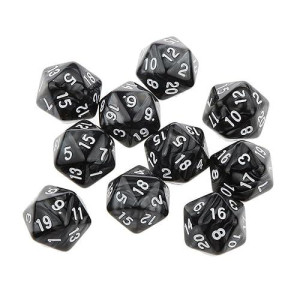 Yiotfandoll 10Pcs Polyhedral Dice D20 Dice 20Mm Acrylic 20 Sided Dice Game Dice For Rpg Mtg Dnd Dice Table Games (Black)