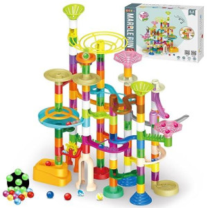 Deao Marble Run Set For Kids, 150 Pcs Construction Building Blocks Toys With 30 Glow In The Dark Plastic Marbles, Educational Toy Playset Birthday For Toddlers Boys Girls