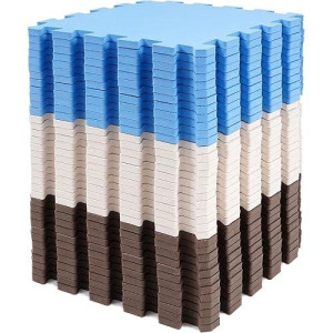 Balancefrom 36 Piece Kids Puzzle Play Mat, Foam Floor Tiles, Blue/Brown/Beige