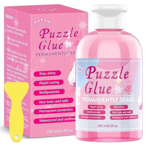 Startso World Jigsaw Puzzle Glue With Applicator For Adults And Children Clear Water-Soluble Special Craft Puzzle Glue, Non-Toxic And Quick Dry For 3000/4500/5000 Pieces Of Puzzle,250Ml