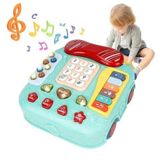 Eclenyes Kids Play Phone, Cartoon Baby Toy With Piano Music Game Children Pretend Phone, Kids Cell Phone With Light Parent-Child Interactive Toy Game Boy Girl Early Education Learning Toy (Green)