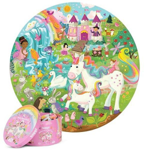 Unicorn Jigsaw Puzzle For Kids Ages 5-8 - 150 Piece Round Unicorn Kids Puzzles - Princess Puzzle With Fairies And Animals Made With 100% Recycled Card By Boppi